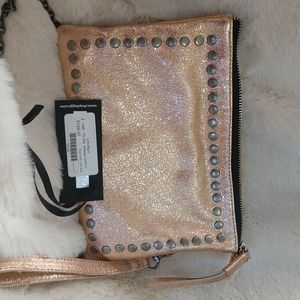 Clutch handbag with long strap